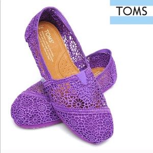 Toms Purple Classic Crochet Slip Shoes, Size 7